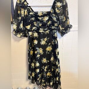 Charlotte Russe Black Dress with Yellow Floral Print